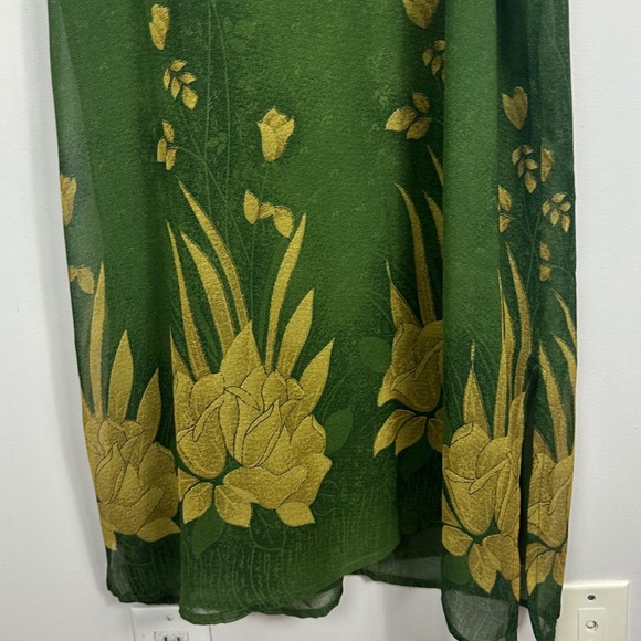 Vintage Magic Green Floral Ruffle Maxi Dress Babydoll Y2K Womens Size Large Boho - Picture 11 of 16